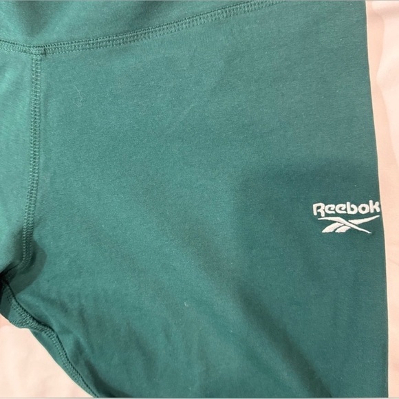 Reebok Women Leggings Mid‎ Rise Full Length Embroidered Logo Green Size Large - Picture 3 of 9